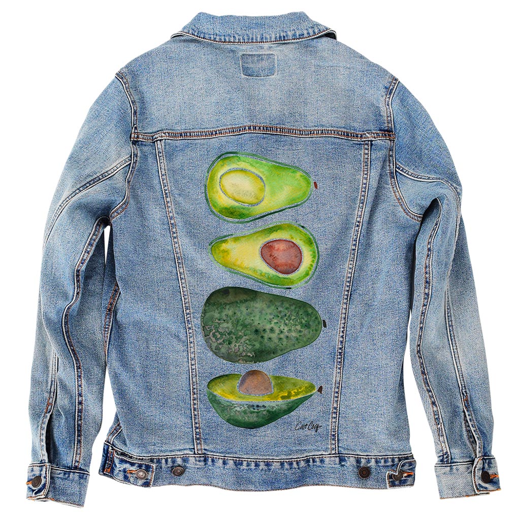 Avocado Slices by CatCoq Unisex Denim Jacket